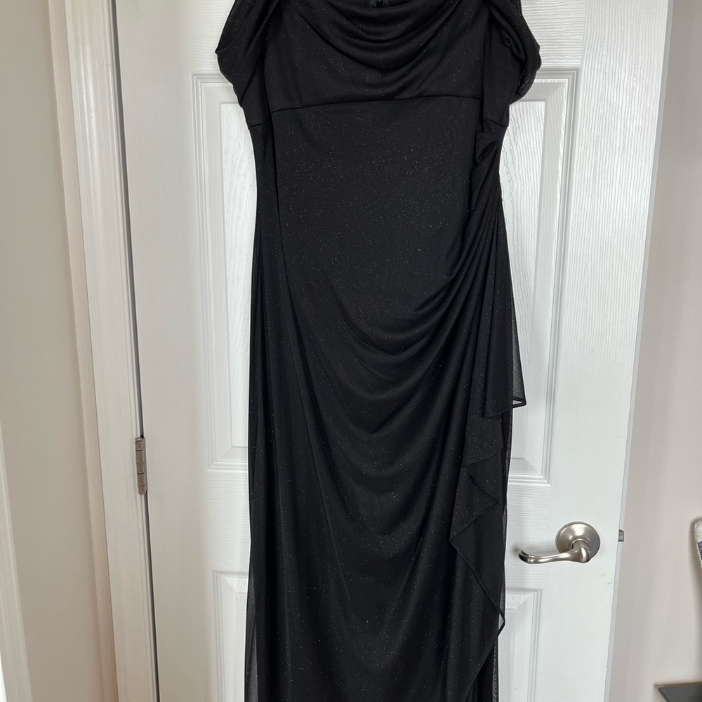 Alex Evenings Black Draped Maxi Dress